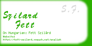 szilard fett business card